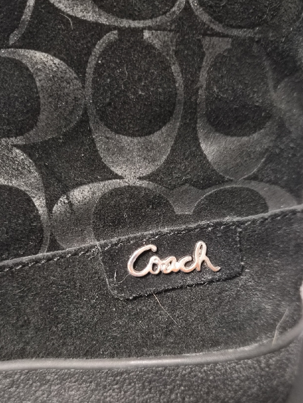 Coach Black Suede Signature Logo Boot Detail - Picture 2 of 4